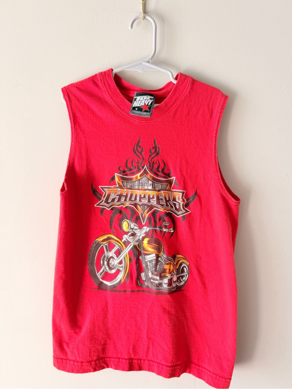 ✨VINTAGE✨Youth/Boys Size Small 🏍️💨Top Heavy Pacific Choppers Graphic Muscle Tee